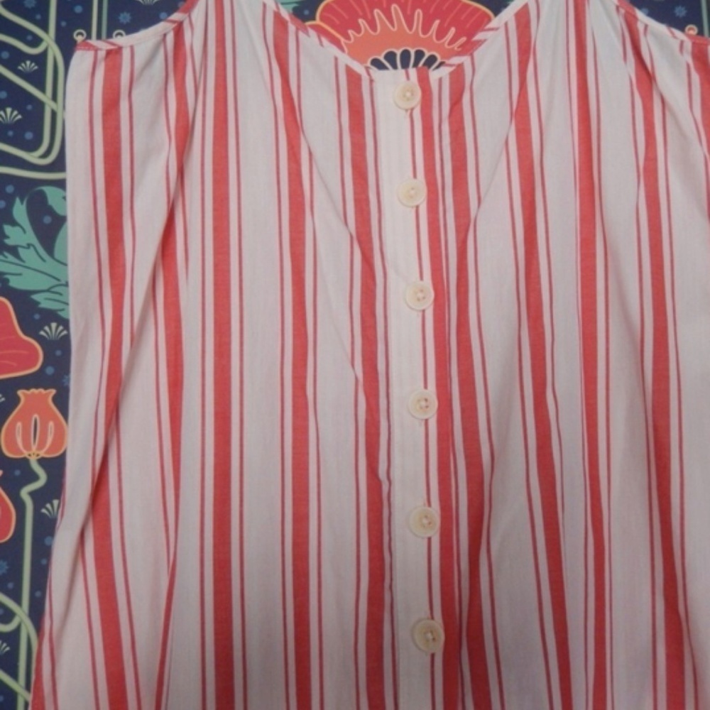 Madewell Cream Red Striped Cami Lightweight Cotton Jumpsuit Nwt M - Picture 5 of 6